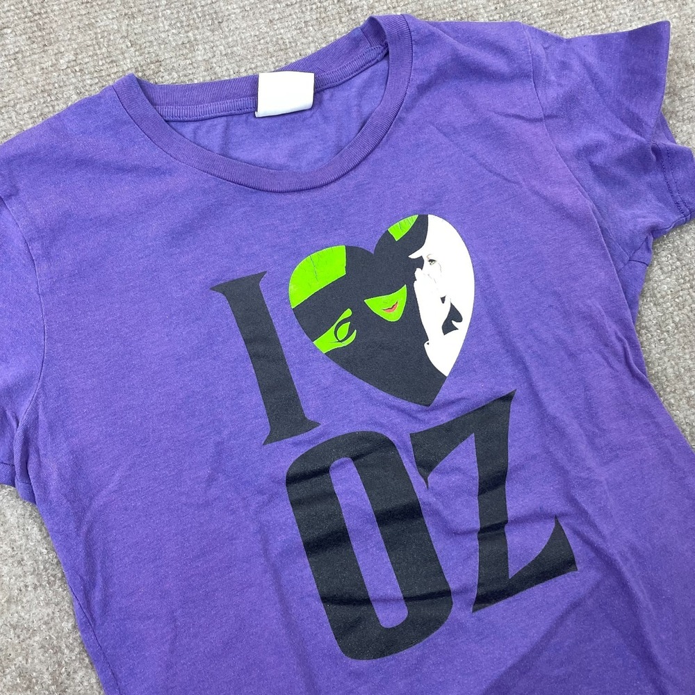 Green For Good Wicked T Shirt Womens Small Purple I Love OZ Movie Graphic Cotton
